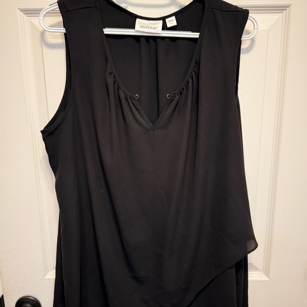 Avenue Black Gathered Detail Top